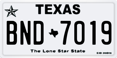 TX license plate BND7019