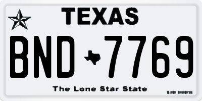 TX license plate BND7769