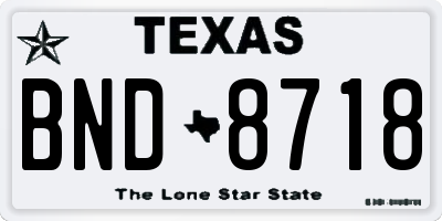 TX license plate BND8718