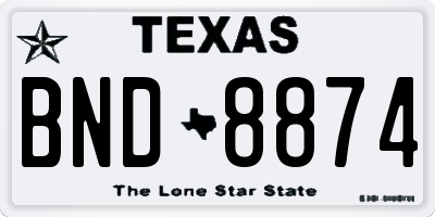 TX license plate BND8874