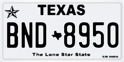 TX license plate BND8950