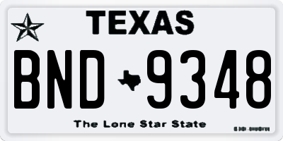 TX license plate BND9348