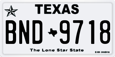 TX license plate BND9718