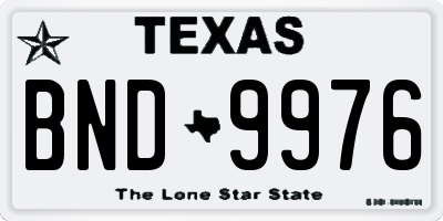 TX license plate BND9976