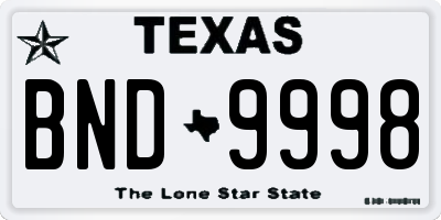 TX license plate BND9998