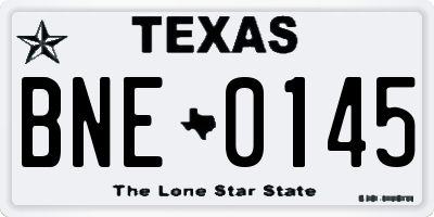 TX license plate BNE0145