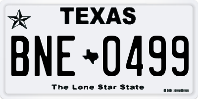 TX license plate BNE0499
