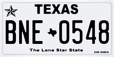 TX license plate BNE0548