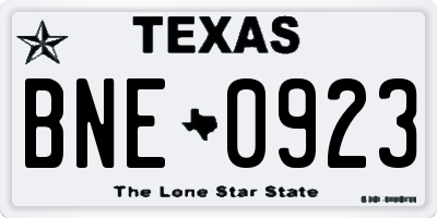 TX license plate BNE0923