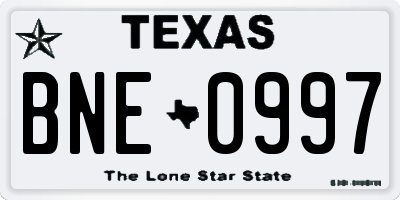 TX license plate BNE0997