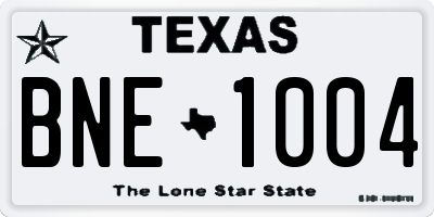 TX license plate BNE1004