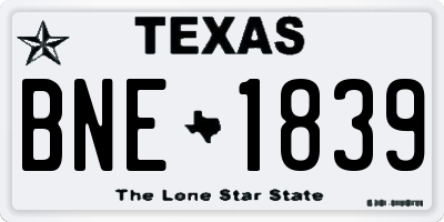 TX license plate BNE1839