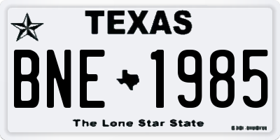 TX license plate BNE1985