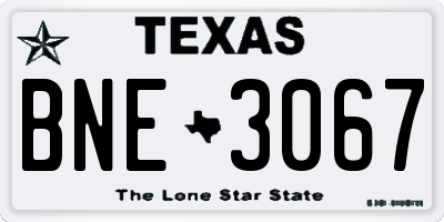 TX license plate BNE3067