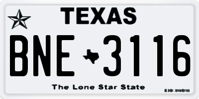 TX license plate BNE3116