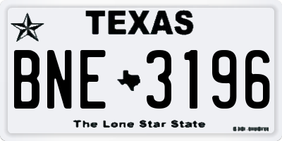 TX license plate BNE3196