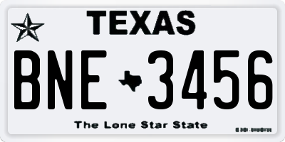 TX license plate BNE3456