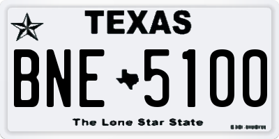 TX license plate BNE5100