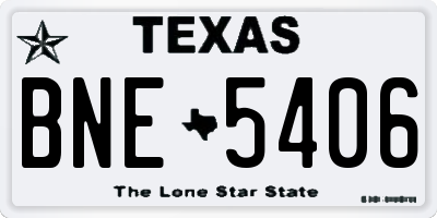 TX license plate BNE5406