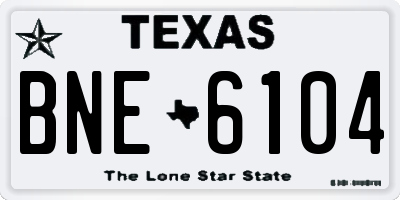 TX license plate BNE6104