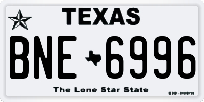 TX license plate BNE6996