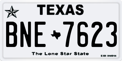 TX license plate BNE7623