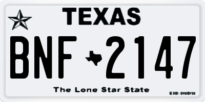 TX license plate BNF2147