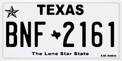 TX license plate BNF2161