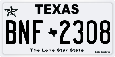 TX license plate BNF2308