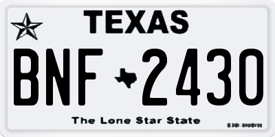 TX license plate BNF2430