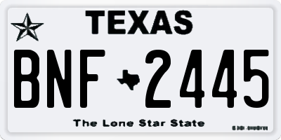 TX license plate BNF2445