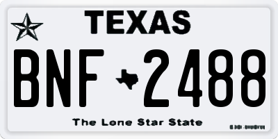 TX license plate BNF2488