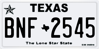 TX license plate BNF2545