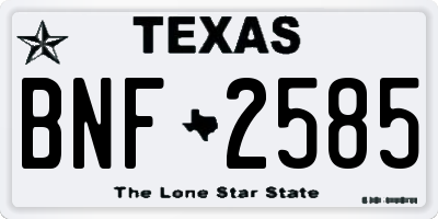 TX license plate BNF2585