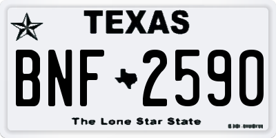 TX license plate BNF2590