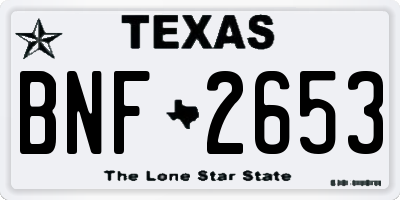 TX license plate BNF2653