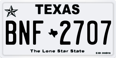 TX license plate BNF2707