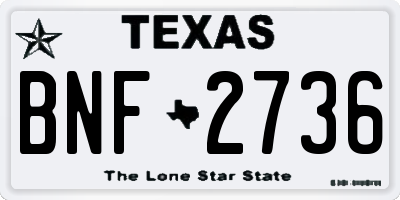 TX license plate BNF2736