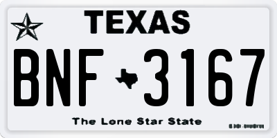 TX license plate BNF3167