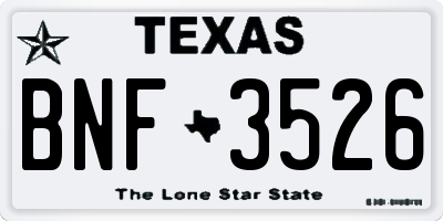TX license plate BNF3526