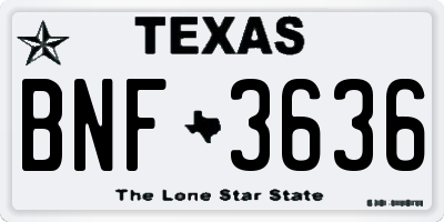 TX license plate BNF3636