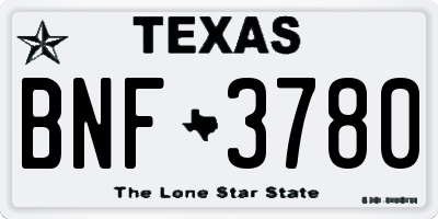 TX license plate BNF3780