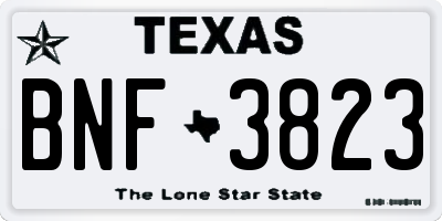 TX license plate BNF3823