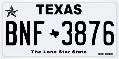 TX license plate BNF3876