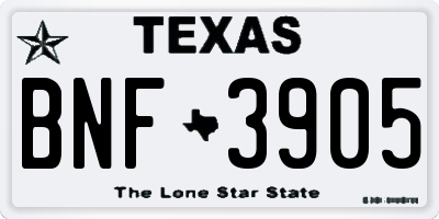 TX license plate BNF3905