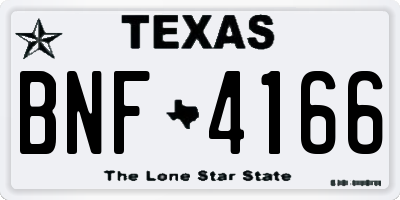 TX license plate BNF4166