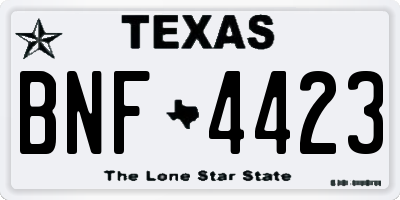 TX license plate BNF4423