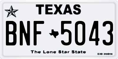 TX license plate BNF5043