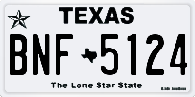 TX license plate BNF5124
