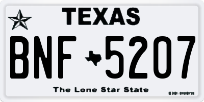 TX license plate BNF5207